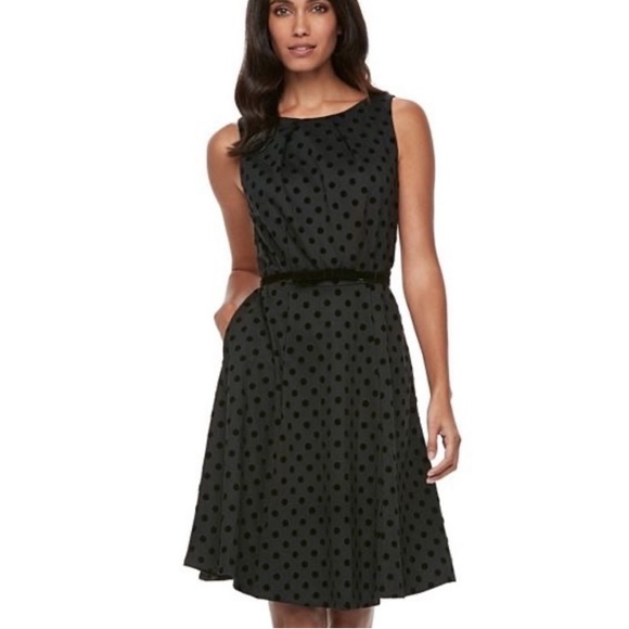 *Vintage Rockabilly Audrey Hepburn 60s Style*Little Black Dress*Polka Dot*Elle - Picture 1 of 9